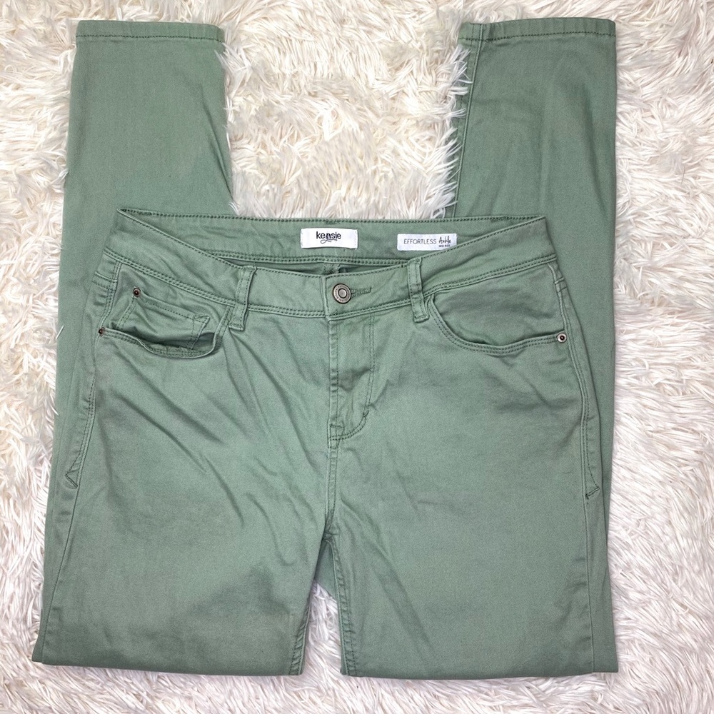Kensie Green Effortless Ankle Mid Rise Skinny Jean